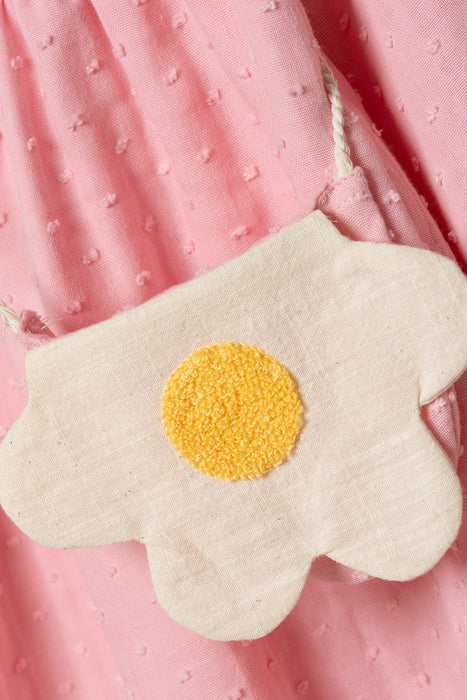 Kız Çocuk Müslin Bayramlık Çantalı Elbise (1-4 Yaş)