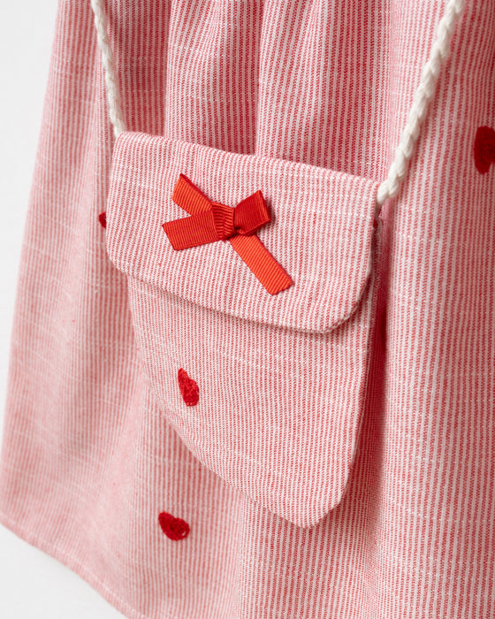 Kız Bebek Fiyonk Detaylı Çantalı Elbise  (9 Ay- 3 Yaş)