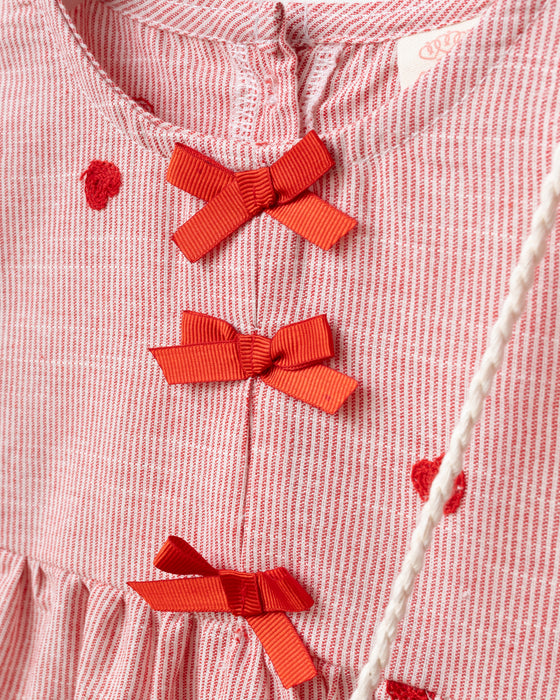 Kız Bebek Fiyonk Detaylı Çantalı Elbise  (9 Ay- 3 Yaş)