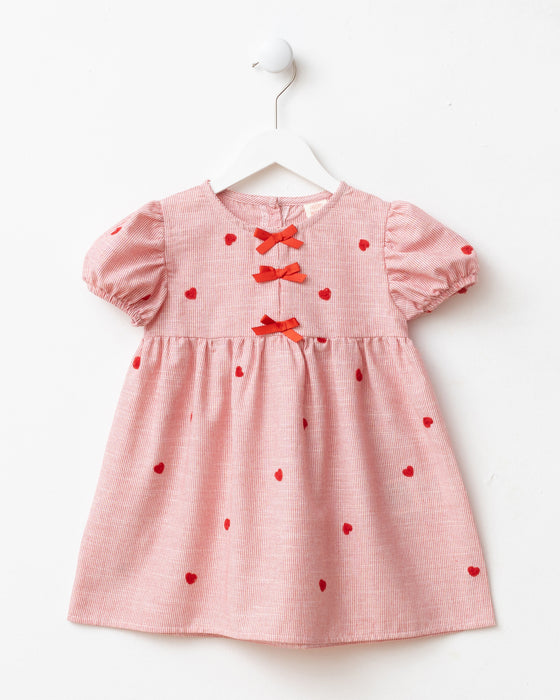 Kız Bebek Fiyonk Detaylı Çantalı Elbise  (9 Ay- 3 Yaş)