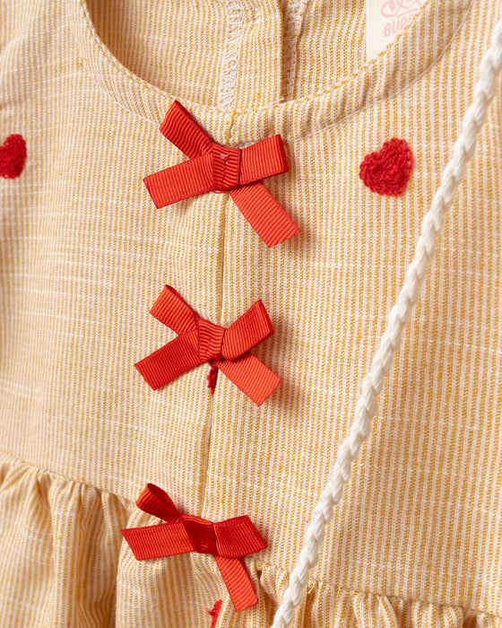 Kız Bebek Fiyonk Detaylı Çantalı Elbise  (9 Ay- 3 Yaş)