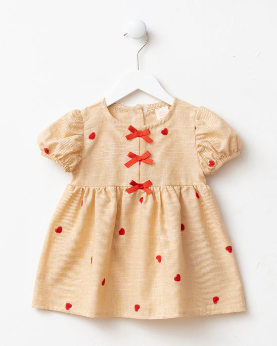 Kız Bebek Fiyonk Detaylı Çantalı Elbise  (9 Ay- 3 Yaş)