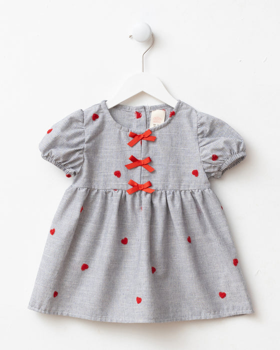 Kız Bebek Fiyonk Detaylı Çantalı Elbise  (9 Ay- 3 Yaş)