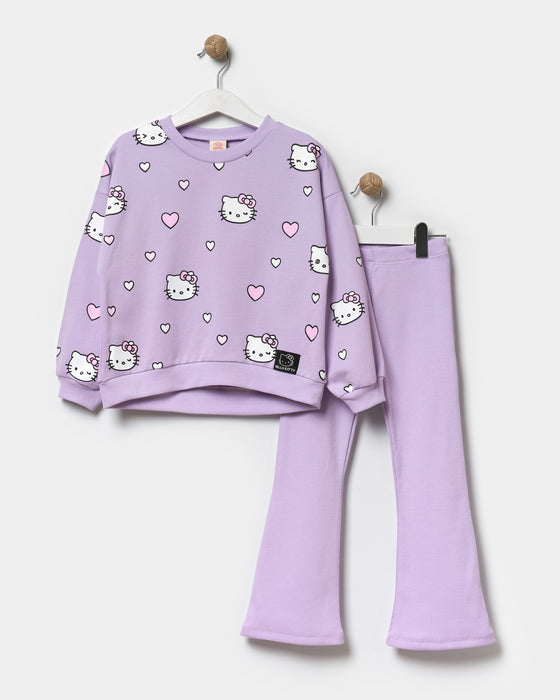 Hello Kıtty Etiket Detaylı 2'Li Mevsimlik Kız Çocuk Takım ( 4-6 Yaş )