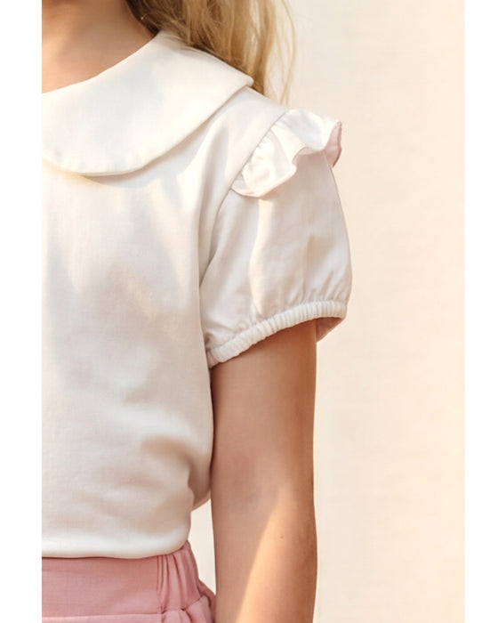 Kız Çocuk Baskı Detaylı Bebe Yaka Etekli Takım (2-5 Yaş)