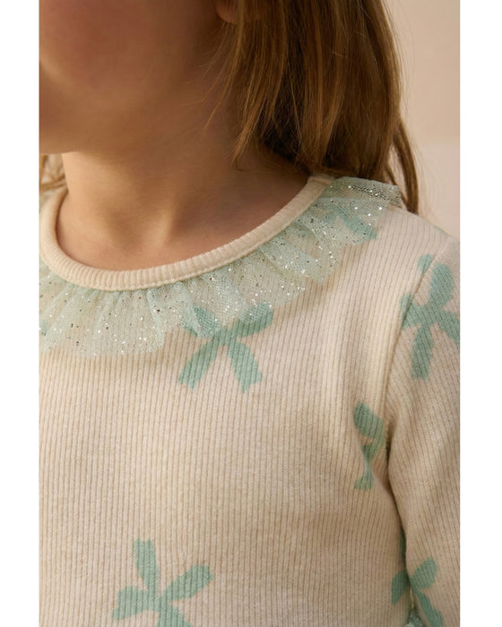 Fiyonk Desenli Yakası Fırfırlı Tüllü Kız Çocuk Elbise (3-6 Yaş)