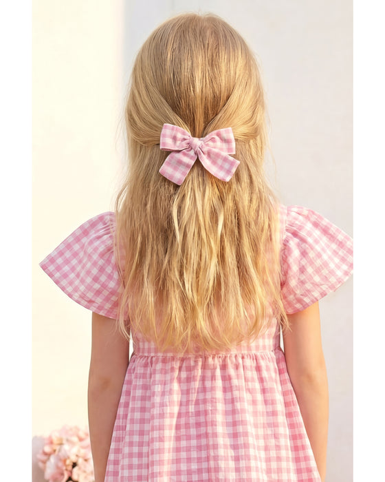 Kız Çocuk Tokalı Ekose Elbise (3-4 / 7-8 Yaş)