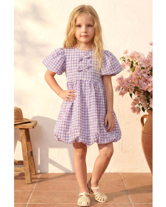 Kız Çocuk Tokalı Ekose Elbise (3-4 / 7-8 Yaş)