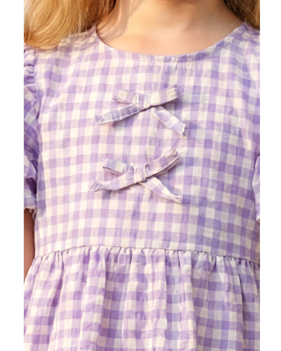 Kız Çocuk Tokalı Ekose Elbise (3-4 / 7-8 Yaş)