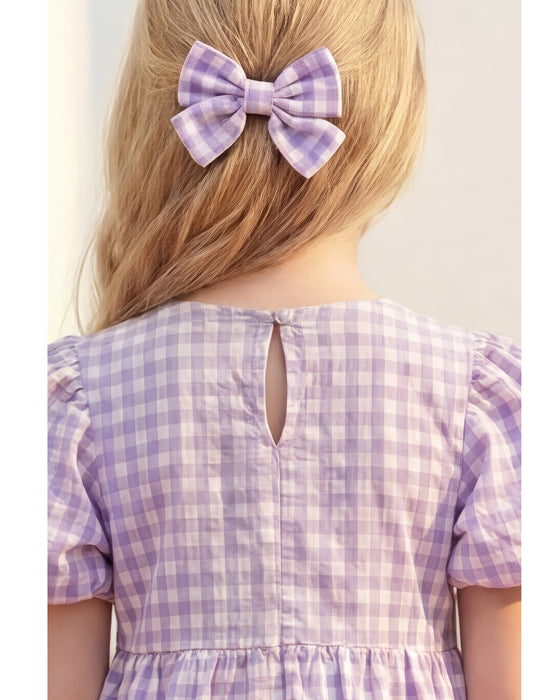 Kız Çocuk Tokalı Ekose Elbise (3-4 / 7-8 Yaş)