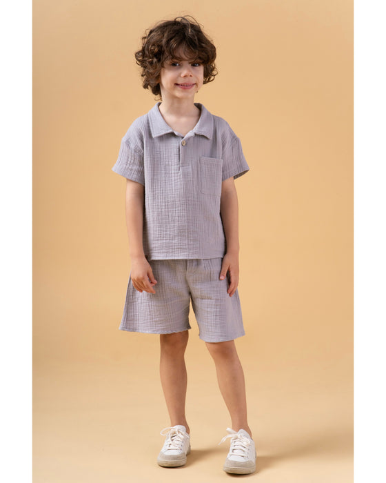 Erkek Çocuk Müslin Gömlekli Şortlu Alt Üst Takım (2-3/6-7 Yaş)