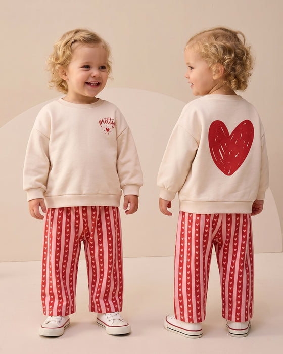 Kız Bebek Alt Üst Takım Kalp Baskılı Love Detaylı (9-24 Ay)
