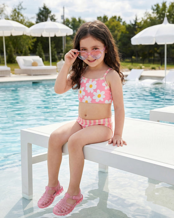 Kız Çocuk Çiçek Desenli Bikini Takımı 7'li Seri (3-4 / 9-10 Yaş)
