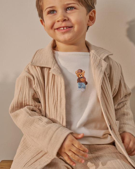 Erkek Bebek Bayramlık Baskılı  3'lü Alt Üst Takım (9 Ay-3 Yaş)