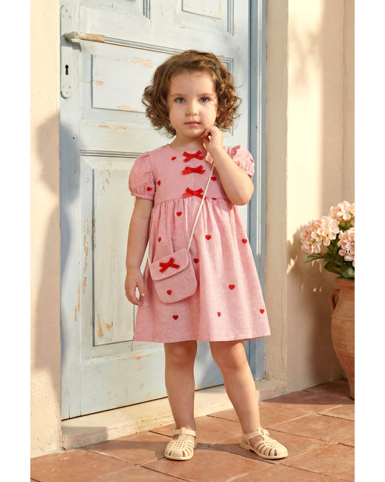 Kız Bebek Fiyonk Detaylı Çantalı Elbise  (9 Ay- 3 Yaş)