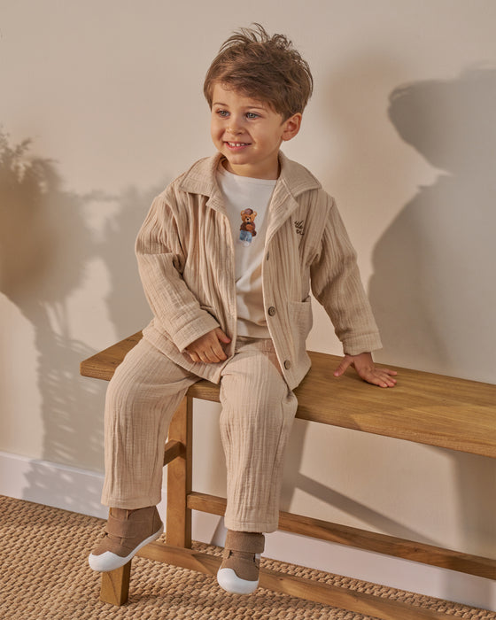 Erkek Bebek Bayramlık Baskılı  3'lü Alt Üst Takım (9 Ay-3 Yaş)