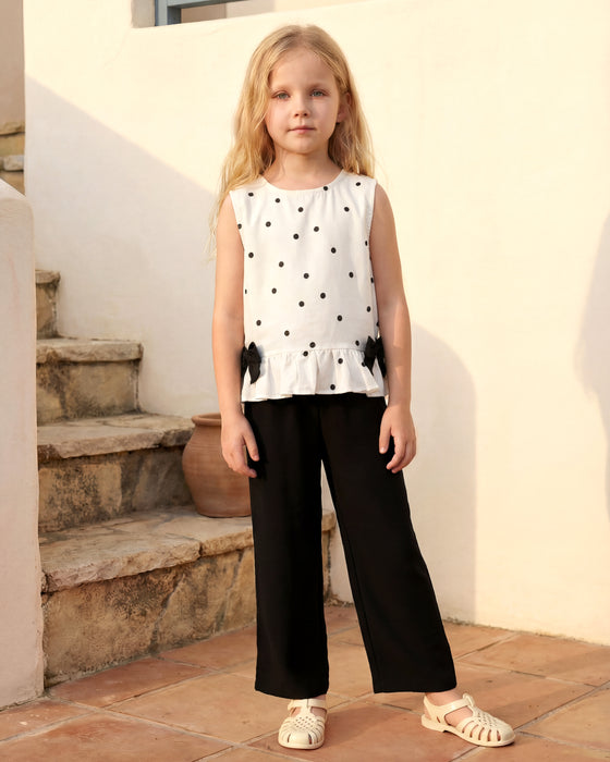 Kız Çocuk Puantiyeli Fiyonk Detaylı Takım (3-4 / 9-10 Yaş)