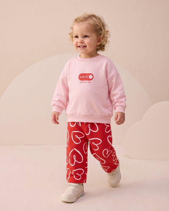 Kız Bebek Alt Üst Takım Kalp Baskılı Love Detaylı (9-24 Ay)