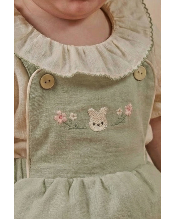Kız Bebek Nakış Detaylı İkili Salopet Elbise (6-9 / 18-24 Ay)
