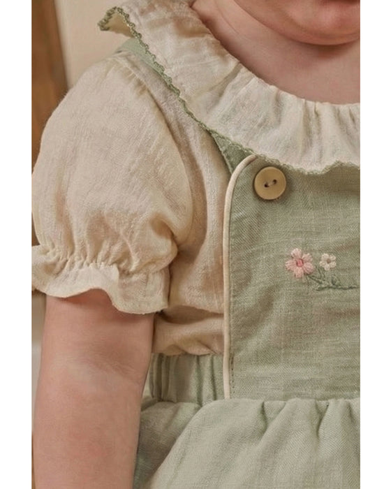 Kız Bebek Nakış Detaylı İkili Salopet Elbise (6-9 / 18-24 Ay)