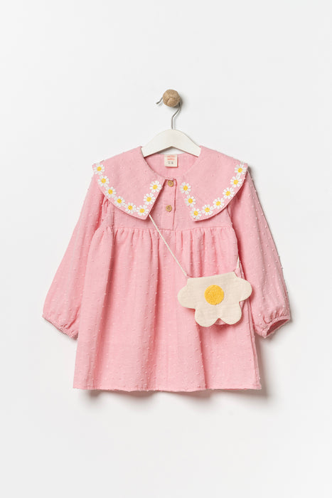 Kız Çocuk Müslin Bayramlık Çantalı Elbise (1-4 Yaş)
