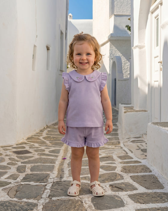Kız Bebek Bebe Yaka Şortlu İkili Takım (9/12 Ay-2/3 Yaş)