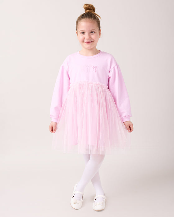 Fiyonk Nakışlı Tüllü Kız Çocuk Elbise (4-7 Yaş)