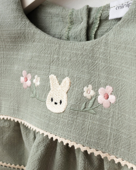 Kız Bebek Nakış Detaylı Cepli Bebe Yaka Bayramlık Elbise ( 9-12 Ay / 3-4 Yaş)