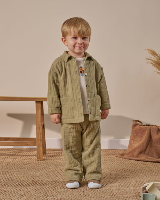 Erkek Bebek Bayramlık Baskılı  3'lü Alt Üst Takım (9 Ay-3 Yaş)