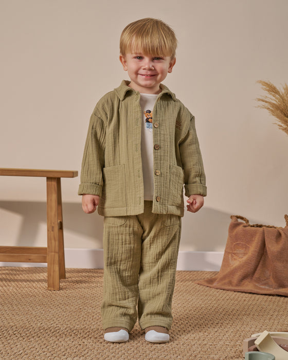 Erkek Bebek Bayramlık Baskılı  3'lü Alt Üst Takım (9 Ay-3 Yaş)