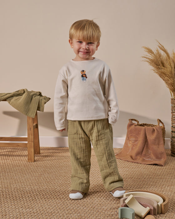 Erkek Bebek Bayramlık Baskılı  3'lü Alt Üst Takım (9 Ay-3 Yaş)