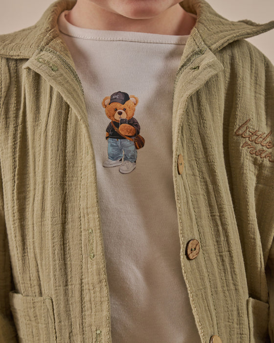 Erkek Bebek Bayramlık Baskılı  3'lü Alt Üst Takım (9 Ay-3 Yaş)