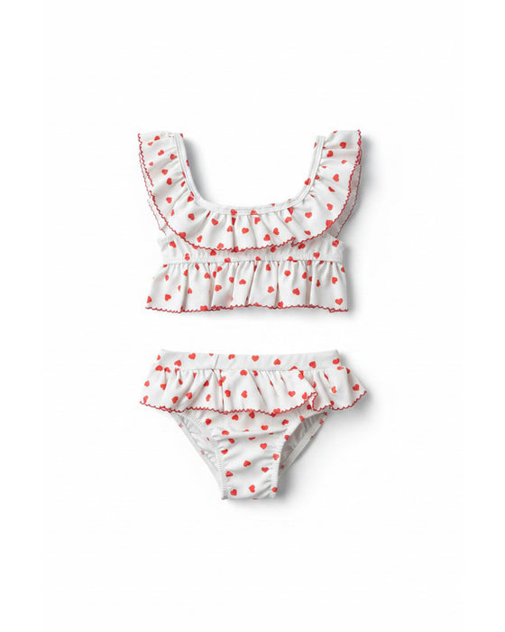 Kız Çocuk Kalp Desenli Bikini Takımı 7'li Seri (3-7 Yaş)