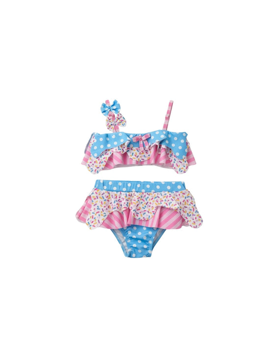 Kız Çocuk Askılı Dondurma Desenli Bikini Takımı 10'lu Seri (2-3 / 11-12 Yaş)