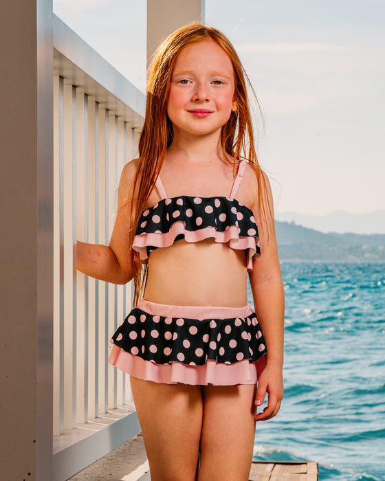 Kız Çocuk Askılı Puantiyeli Bikini Takımı 5'li Seri (7-8 / 11-12 Yaş)