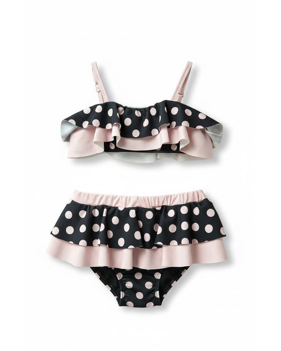 Kız Çocuk Askılı Puantiyeli Bikini Takımı 5'li Seri (7-8 / 11-12 Yaş)