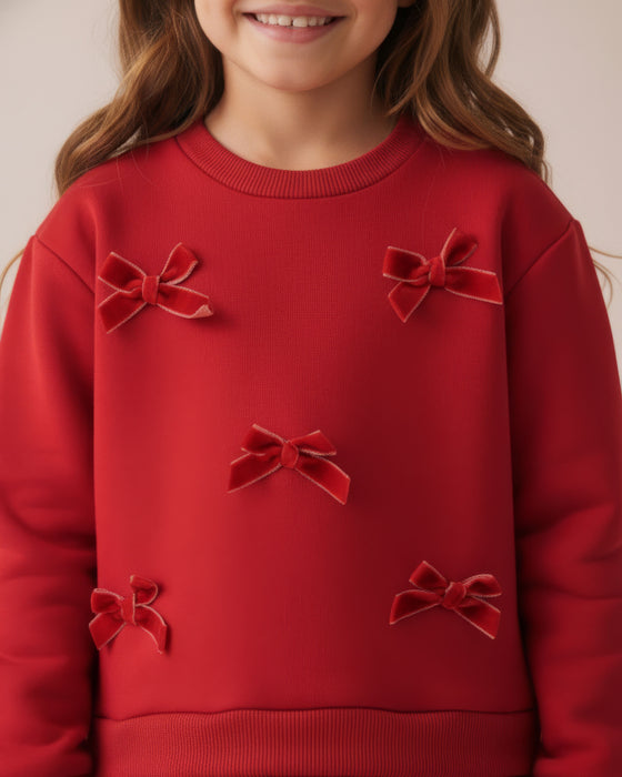 Kadife Fiyonk Detaylı Tüllü Kız Çocuk Elbise (3-4 / 6-7)