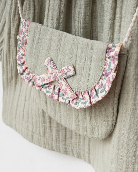 Fiyonk Detaylı Çantalı Bebe Yakalı Müslin Bayramlık Kız Bebek Elbise ( 9 Ay - 3 Yaş)