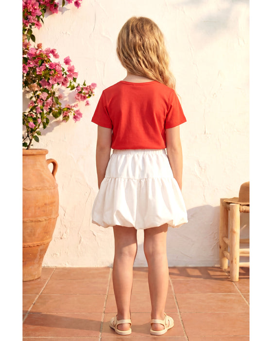 Kız Çocuk Fiyonk Detaylı Tişört Balon Etekli Takım (3-7 Yaş)