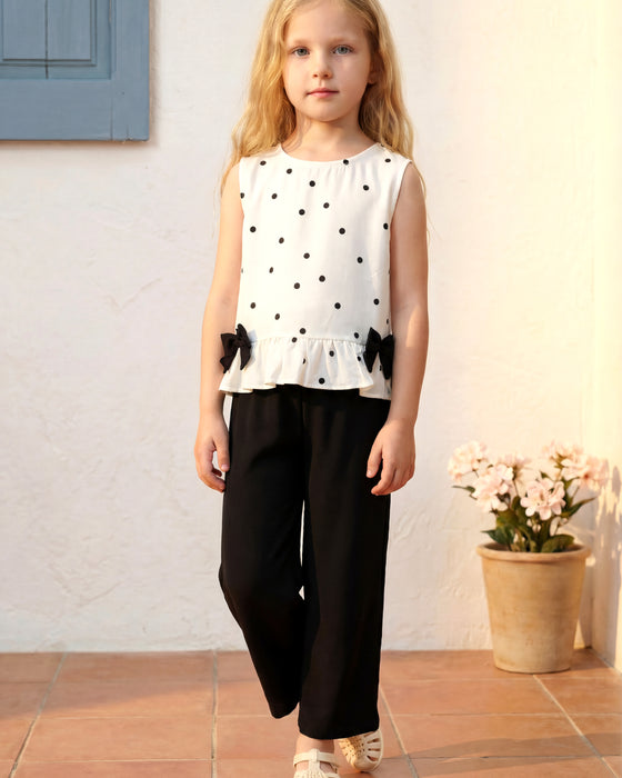 Kız Çocuk Puantiyeli Fiyonk Detaylı Takım (3-4 / 9-10 Yaş)