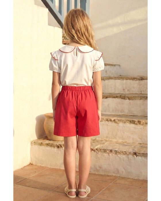 Kız Çocuk Baskı Detaylı Bebe Yaka Etekli Takım (2-5 Yaş)