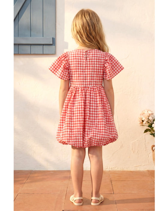 Kız Çocuk Tokalı Ekose Elbise (3-4 / 7-8 Yaş)