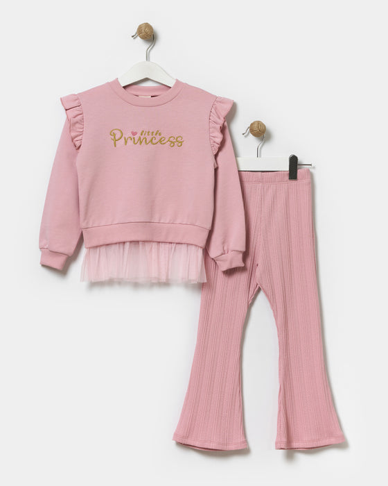 Princess Tüllü Sweatshirt Kız Çocuk Alt Üst İkili Takım (1-4 Yaş)