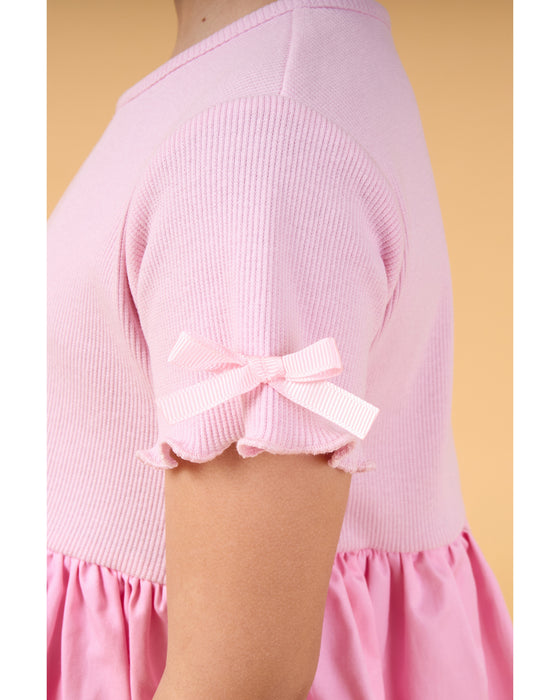 Kız Çocuk Fiyonk Detaylı Balon Elbise (3-4/7-8 Yaş)