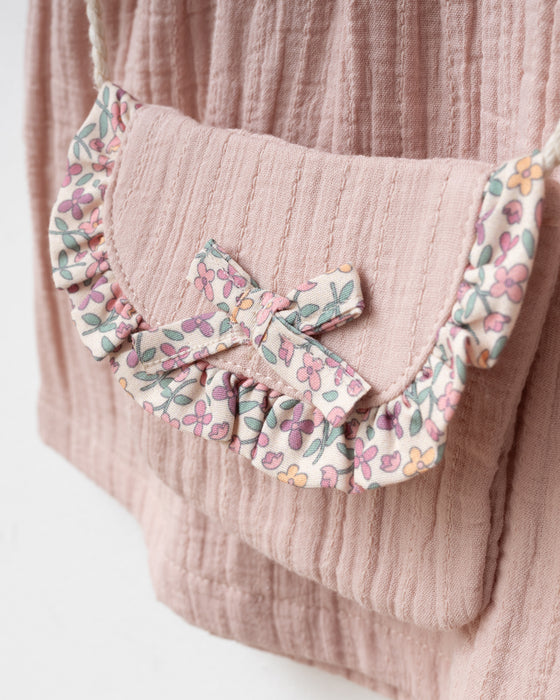 Fiyonk Detaylı Çantalı Bebe Yakalı Müslin Bayramlık Kız Bebek Elbise ( 9 Ay - 3 Yaş)