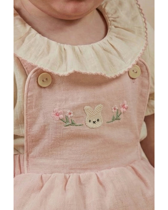Kız Bebek Nakış Detaylı İkili Salopet Elbise (6-9 / 18-24 Ay)