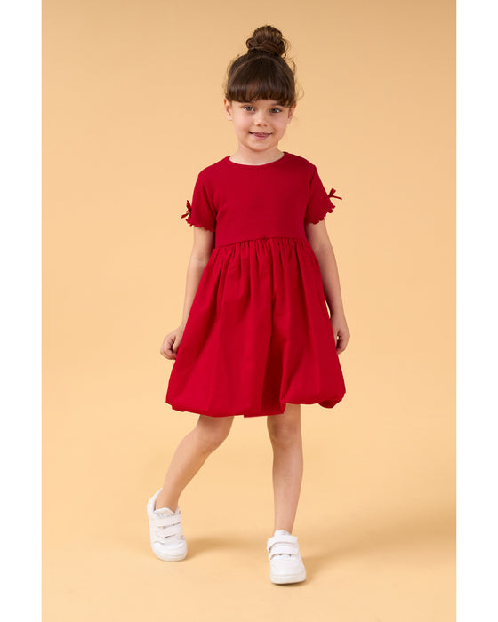 Kız Çocuk Fiyonk Detaylı Balon Elbise (3-4/7-8 Yaş)