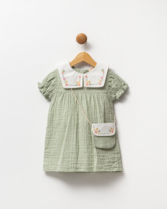 Kız Bebek Bebe Yakalı Çantalı Elbise (9 Ay- 3 Yaş)