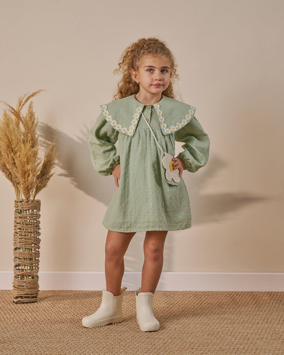 Kız Çocuk Müslin Bayramlık Çantalı Elbise (1-4 Yaş)
