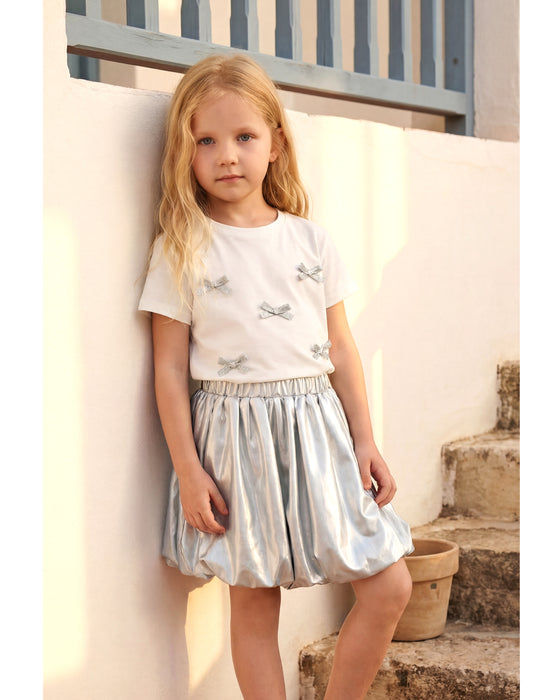 Kız Çocuk Fiyonk Detaylı Balon Etekli Takım (3-4 / 7-8 Yaş)